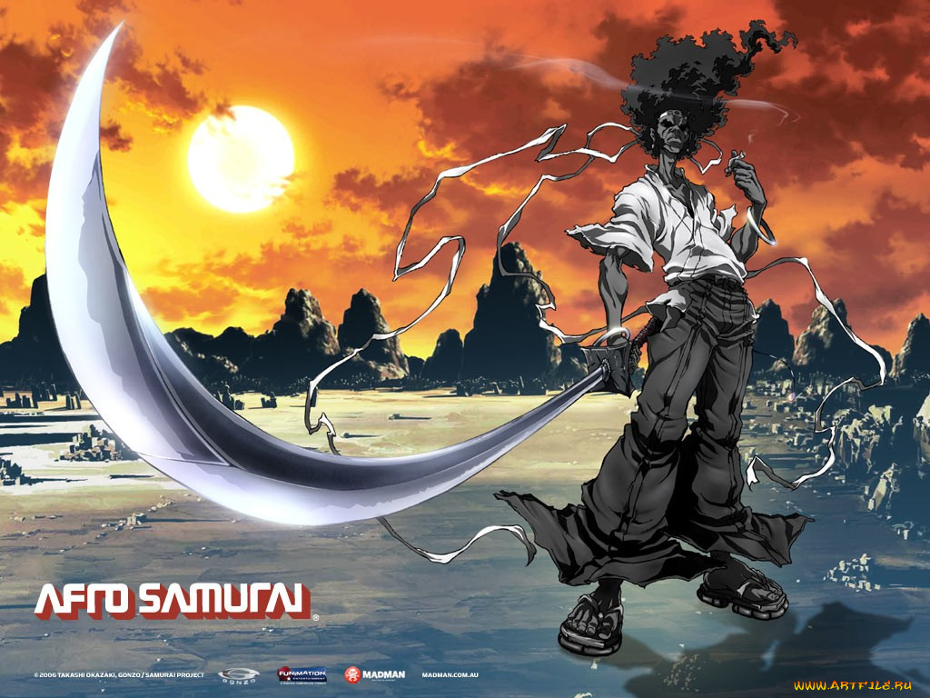 , afro, samurai